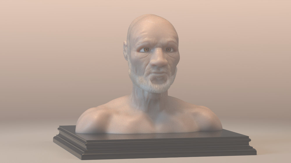 An Arnold and X-gen render of a old version of myself in bust.